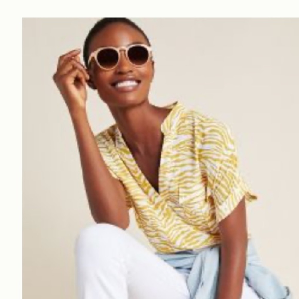 Anthropologie Maeve yellow safari print 1x